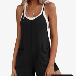 NEW! Ekouaer Casual Brown Sleeveless Romper with Front Pockets size medium